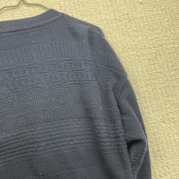 VTG Sweater Men M Blue Cooper Wool Blend Cardigan Grandpa Button 90s Canada Made - Picture 14 of 16
